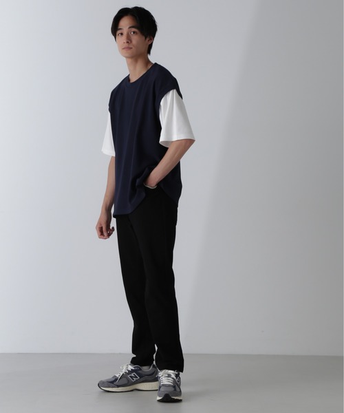 NANO universe(ナノユニバース)の「フェイクレイヤードリラックスTシャツ 半袖(Tシャツ/カットソー・メンズ・ブラック/ネイビー/グレー/グリーン・M/L/XL)」の19枚目の写真