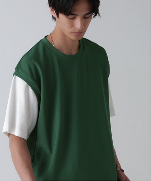 NANO universe(ナノユニバース)の「フェイクレイヤードリラックスTシャツ 半袖(Tシャツ/カットソー・メンズ・ブラック/ネイビー/グレー/グリーン・M/L/XL)」の20枚目の写真