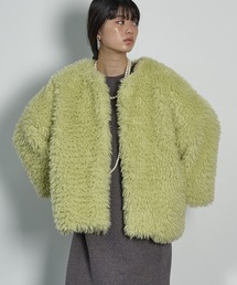 THE YOn | クロップドスリーブボリュームエコファーコート(ノーカラーコート)