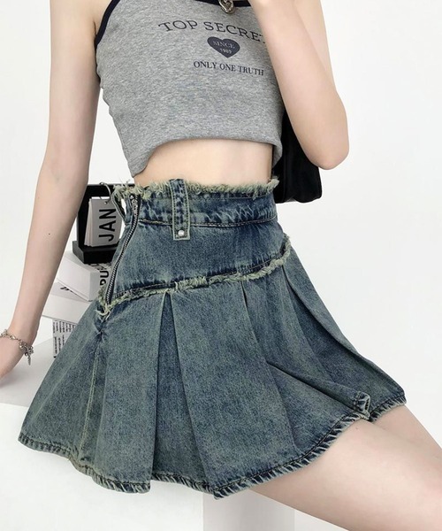 sevens（セブンズ）の「【sevens】プリーツダメージデニムスカート（スカート・レディース・ブルー・FREE）」の5枚目の写真