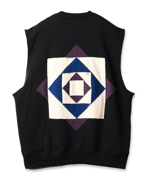 amok（アモク）の「PATCHWORK DETAIL NO SLEEVE（スウェット・メンズ・ブラック/ホワイト・S/M/L）」の7枚目の写真
