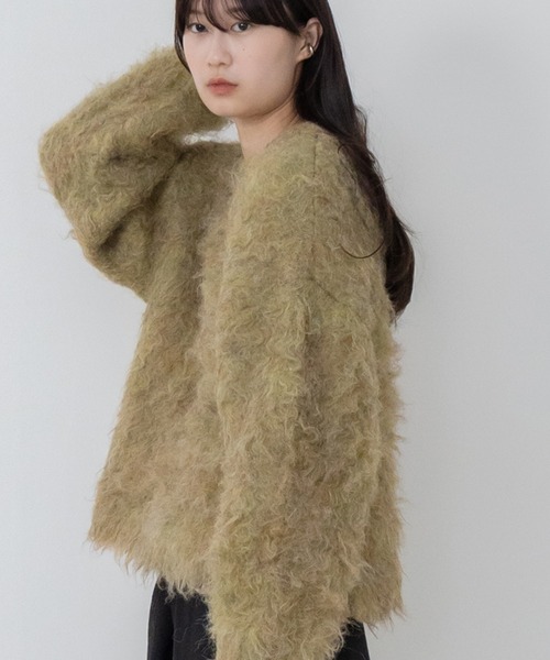 HEILIS(ヘイリス)の「ミックスシャギーニットプルオーバー / ミックスカラー オーバーサイズ ルーズニット ウールニット グレー アイボリー グリーン ベージュ(ニット/セーター・レディース・グリーン/オレンジ/グレー/アイボリー・FREE)」の1枚目の写真
