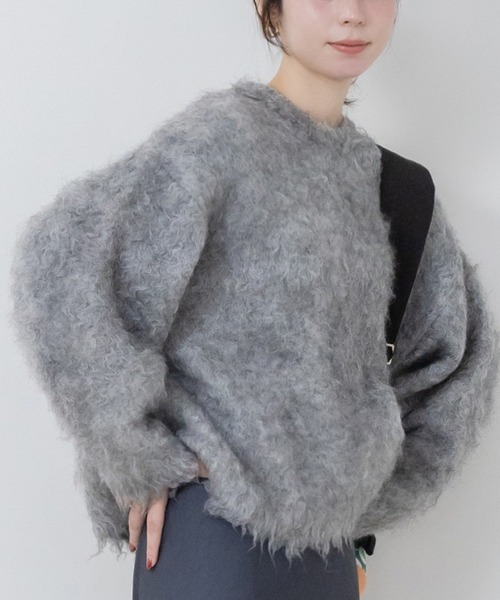 HEILIS(ヘイリス)の「ミックスシャギーニットプルオーバー / ミックスカラー オーバーサイズ ルーズニット ウールニット グレー アイボリー グリーン ベージュ(ニット/セーター・レディース・グリーン/オレンジ/グレー/アイボリー・FREE)」の15枚目の写真