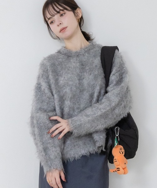 HEILIS(ヘイリス)の「ミックスシャギーニットプルオーバー / ミックスカラー オーバーサイズ ルーズニット ウールニット グレー アイボリー グリーン ベージュ(ニット/セーター・レディース・グリーン/オレンジ/グレー/アイボリー・FREE)」の13枚目の写真