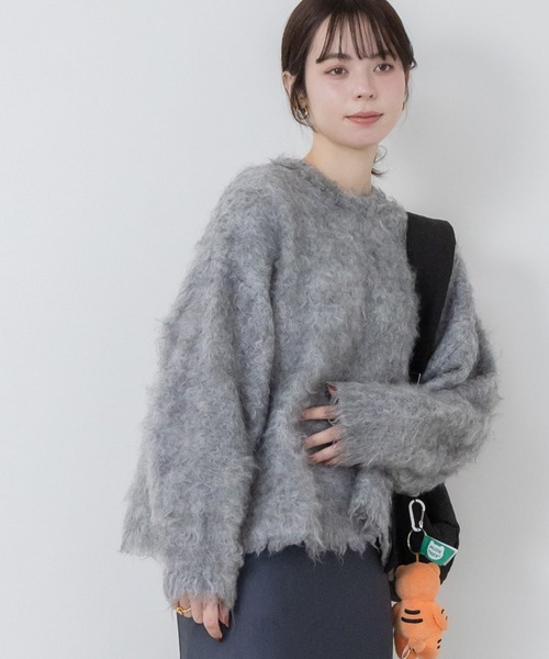 HEILIS(ヘイリス)の「ミックスシャギーニットプルオーバー / ミックスカラー オーバーサイズ ルーズニット ウールニット グレー アイボリー グリーン ベージュ(ニット/セーター・レディース・グリーン/オレンジ/グレー/アイボリー・FREE)」の18枚目の写真
