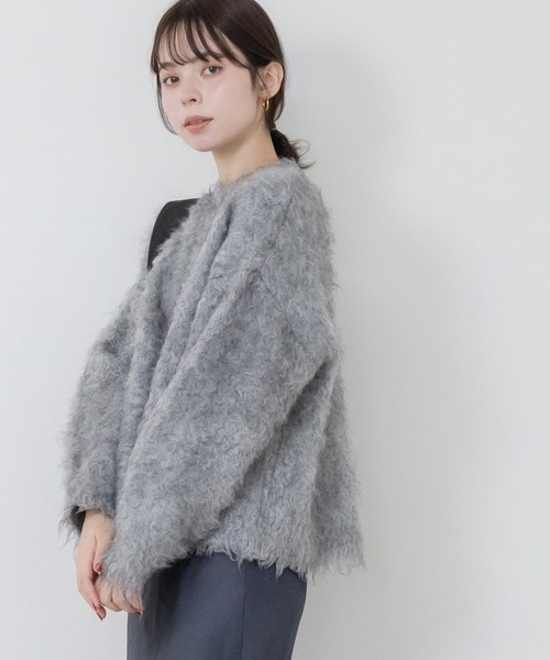 HEILIS(ヘイリス)の「ミックスシャギーニットプルオーバー / ミックスカラー オーバーサイズ ルーズニット ウールニット グレー アイボリー グリーン ベージュ(ニット/セーター・レディース・グリーン/オレンジ/グレー/アイボリー・FREE)」の19枚目の写真