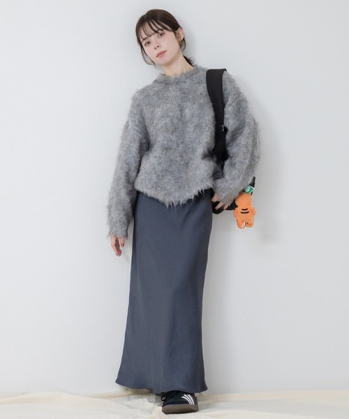 HEILIS(ヘイリス)の「ミックスシャギーニットプルオーバー / ミックスカラー オーバーサイズ ルーズニット ウールニット グレー アイボリー グリーン ベージュ(ニット/セーター・レディース・グリーン/オレンジ/グレー/アイボリー・FREE)」の21枚目の写真