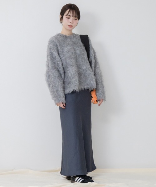 HEILIS(ヘイリス)の「ミックスシャギーニットプルオーバー / ミックスカラー オーバーサイズ ルーズニット ウールニット グレー アイボリー グリーン ベージュ(ニット/セーター・レディース・グリーン/オレンジ/グレー/アイボリー・FREE)」の22枚目の写真