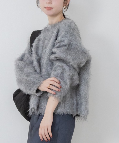 HEILIS(ヘイリス)の「ミックスシャギーニットプルオーバー / ミックスカラー オーバーサイズ ルーズニット ウールニット グレー アイボリー グリーン ベージュ(ニット/セーター・レディース・グリーン/オレンジ/グレー/アイボリー・FREE)」の16枚目の写真