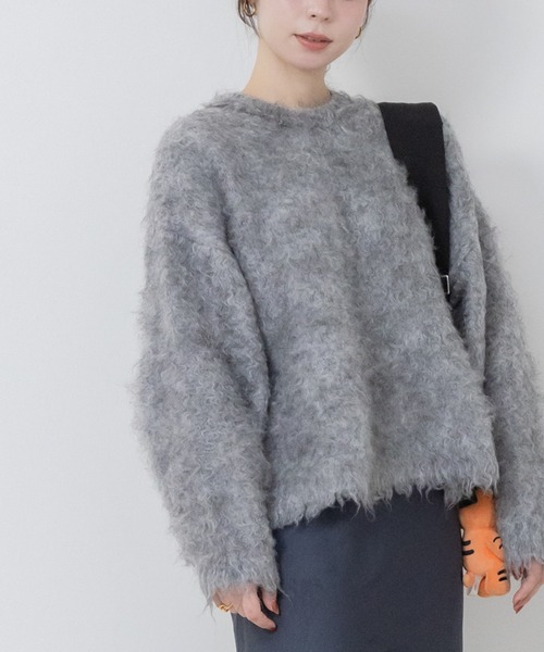 HEILIS(ヘイリス)の「ミックスシャギーニットプルオーバー / ミックスカラー オーバーサイズ ルーズニット ウールニット グレー アイボリー グリーン ベージュ(ニット/セーター・レディース・グリーン/オレンジ/グレー/アイボリー・FREE)」の14枚目の写真