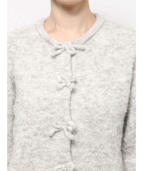 merry jenny（メリージェニー）の「ブークレリボンニットカーディガン（カーディガン/ボレロ・レディース・グレー/オフホワイト・FREE）」の7枚目の写真