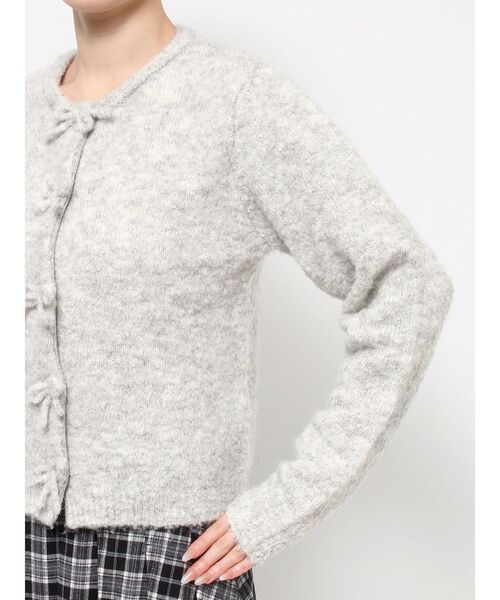 merry jenny（メリージェニー）の「ブークレリボンニットカーディガン（カーディガン/ボレロ・レディース・グレー/オフホワイト・FREE）」の8枚目の写真