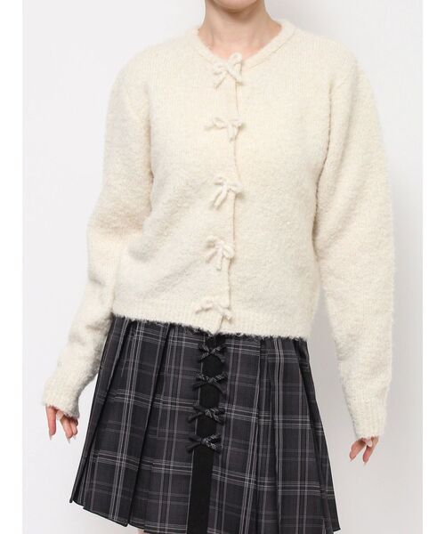 merry jenny（メリージェニー）の「ブークレリボンニットカーディガン（カーディガン/ボレロ・レディース・グレー/オフホワイト・FREE）」の14枚目の写真