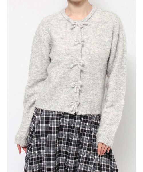 merry jenny（メリージェニー）の「ブークレリボンニットカーディガン（カーディガン/ボレロ・レディース・グレー/オフホワイト・FREE）」の15枚目の写真
