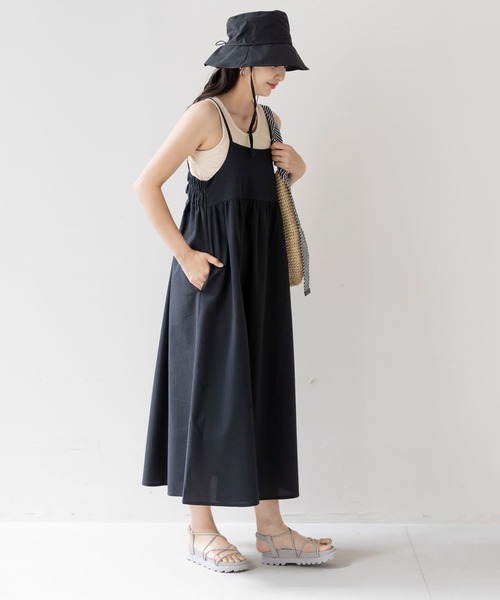 フェリシモMama(フェリシモママ)の「Moredde マタニティ・産後使える サッカー素材のキャミワンピース〈ブラック〉(マタニティウェア/グッズ・レディース・ブラック・X-LARGE/LARGE/MEDIUM)」の13枚目の写真