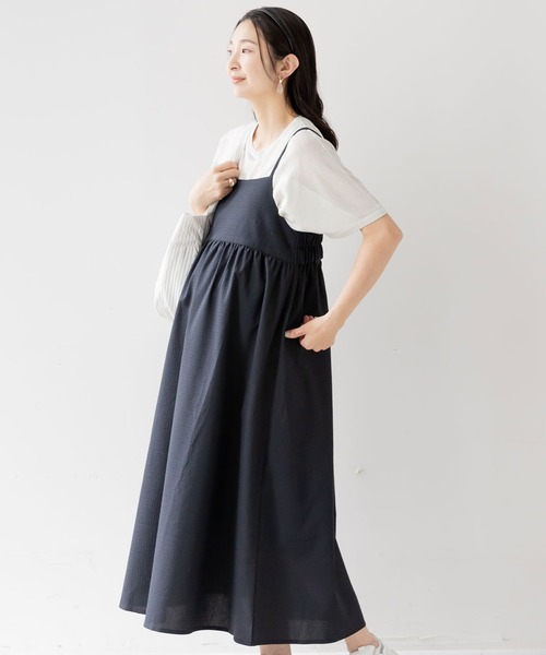 フェリシモMama(フェリシモママ)の「Moredde マタニティ・産後使える サッカー素材のキャミワンピース〈ブラック〉(マタニティウェア/グッズ・レディース・ブラック・X-LARGE/LARGE/MEDIUM)」の19枚目の写真