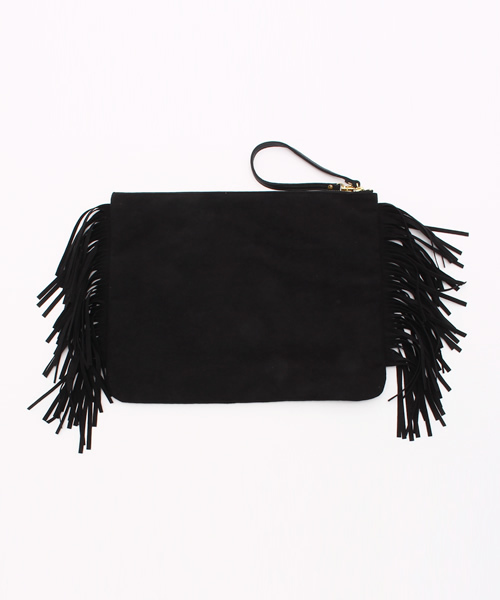BARDOT ROSE（バルドロゼ）の「【BARDOT ROSE】フリンジチャームクラッチ（クラッチバッグ・レディース・アイボリー/ブラック/サックスブルー・FREE）」の4枚目の写真