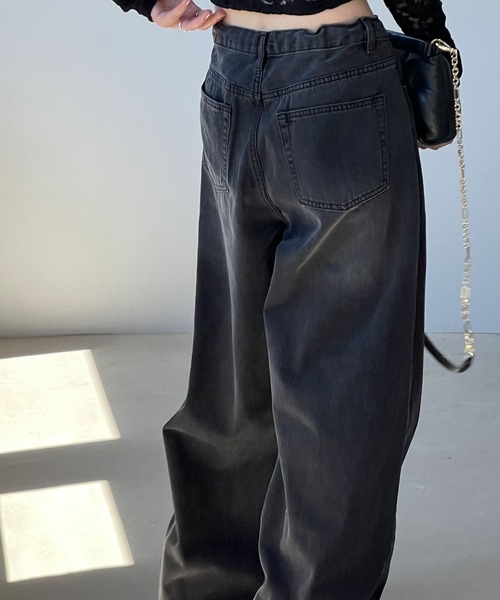 chuclla(チュクラ)の「ワイドレッグ イージー ブラックデニム chw24a023(デニムパンツ・レディース・ブラック・L/M/S)」の9枚目の写真
