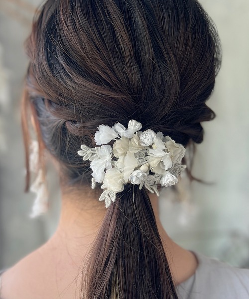 みい様　ヘアバレッタ　ベネチアグラス+黒アンティーク調 人気TOP みい様 ヘアバレッタ ベネチアグラス+黒アンティーク調