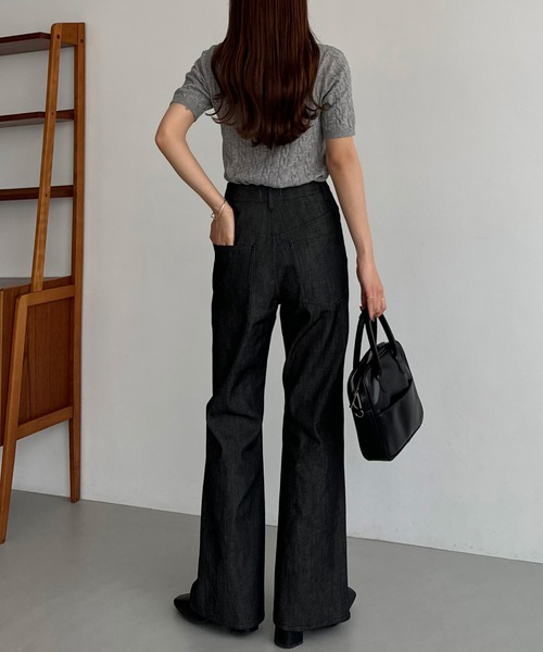 callautia(カラウティア)の「スリットストレートジーンズ(デニムパンツ・レディース・ブラック/インディゴブルー・マルチサイズ)」の7枚目の写真