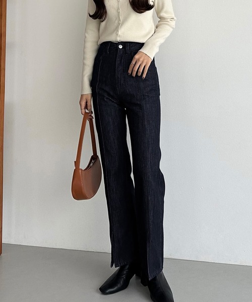 callautia(カラウティア)の「スリットストレートジーンズ(デニムパンツ・レディース・ブラック/インディゴブルー・マルチサイズ)」の10枚目の写真