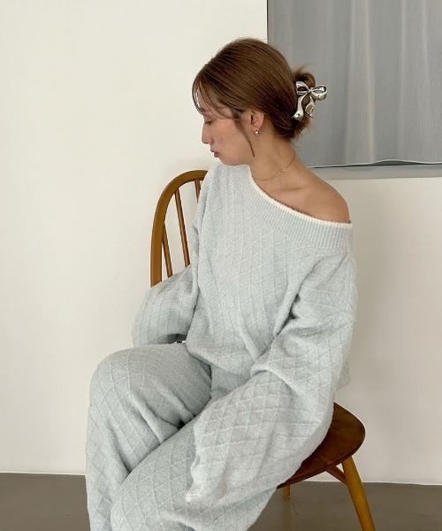 SNIDEL HOME（スナイデルホーム）の「柄編みプルオーバー（ルームウェア/パジャマ・レディース・ライトブルー/アイボリー/ラベンダー/ピンク・FREE）」の16枚目の写真