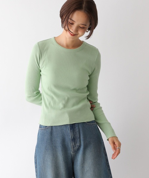 LEPSIM(レプシィム)の「アソートリブインナー 134457(Tシャツ/カットソー・レディース・ブラック/オフホワイト/ホワイト×ブラック/ライトグリーン/グリーン/ブラック×ホワイト・FREE)」の6枚目の写真