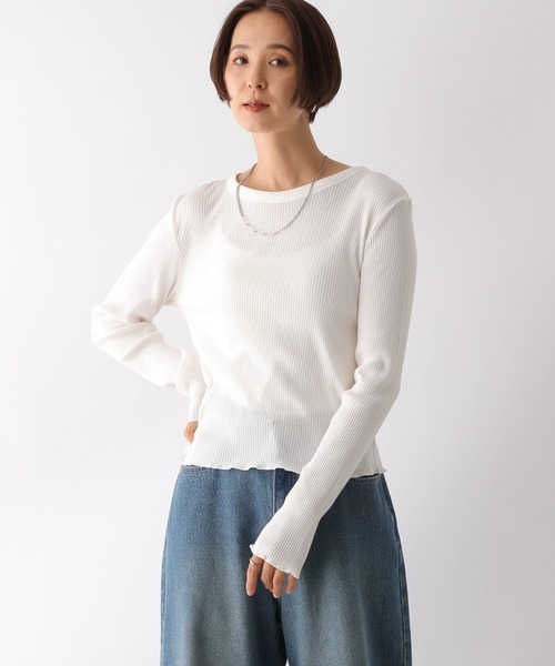 LEPSIM(レプシィム)の「アソートリブインナー 134457(Tシャツ/カットソー・レディース・ブラック/オフホワイト/ホワイト×ブラック/ライトグリーン/グリーン/ブラック×ホワイト・FREE)」の8枚目の写真