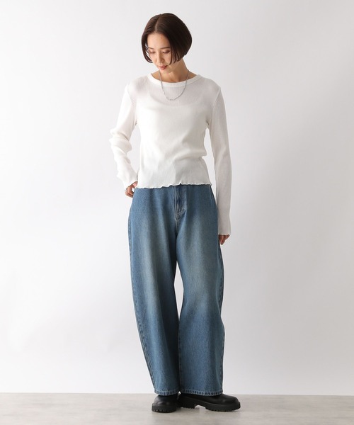 LEPSIM(レプシィム)の「アソートリブインナー 134457(Tシャツ/カットソー・レディース・ブラック/オフホワイト/ホワイト×ブラック/ライトグリーン/グリーン/ブラック×ホワイト・FREE)」の10枚目の写真