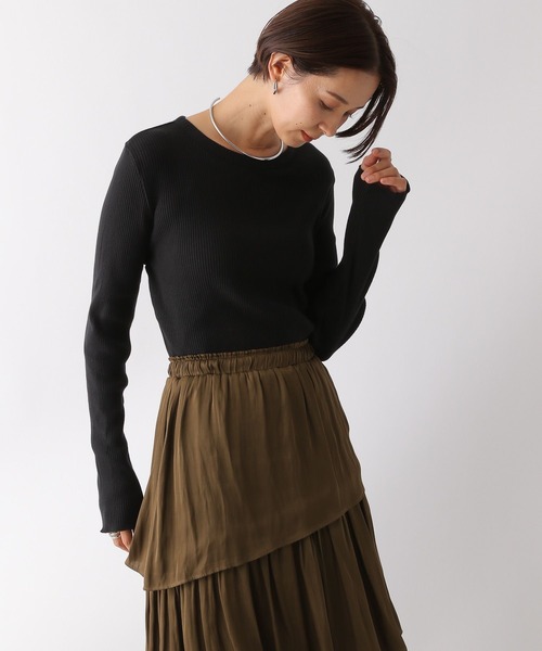 LEPSIM(レプシィム)の「アソートリブインナー 134457(Tシャツ/カットソー・レディース・ブラック/オフホワイト/ホワイト×ブラック/ライトグリーン/グリーン/ブラック×ホワイト・FREE)」の11枚目の写真