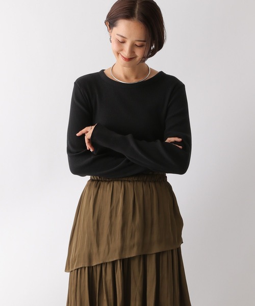 LEPSIM(レプシィム)の「アソートリブインナー 134457(Tシャツ/カットソー・レディース・ブラック/オフホワイト/ホワイト×ブラック/ライトグリーン/グリーン/ブラック×ホワイト・FREE)」の12枚目の写真