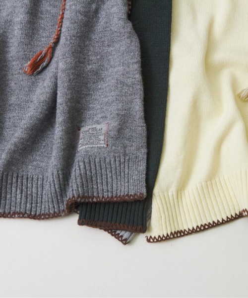 CUBE SUGAR（キューブシュガー）の「ウォッシャブルニットハンドステッチパーカー（パーカー・レディース・ブラック/グレー系その他/ホワイト/レンガ/ホワイト系その他・M）」の16枚目の写真