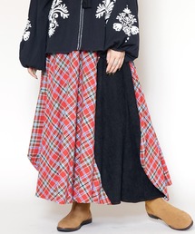 チャイハネ | 【チャイハネ】チェック&コーデュロイパッチワークスカート(スカート)