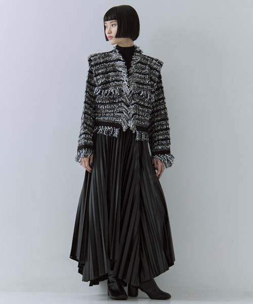 STUDIOUS（ステュディオス）の「【STUDIOUS/ステュディオス】ツイードニットジャケット（カーディガン/ボレロ・レディース・ブラック・FREE）」の14枚目の写真