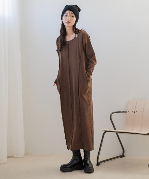 LOWRYS FARM（ローリーズファーム）の「パウダーブリーチワンピースＬＳ  160618（ワンピース・レディース・ブラウン/チャコールグレー・FREE）」の2枚目の写真