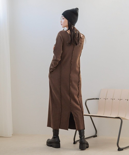 LOWRYS FARM（ローリーズファーム）の「パウダーブリーチワンピースＬＳ  160618（ワンピース・レディース・ブラウン/チャコールグレー・FREE）」の6枚目の写真