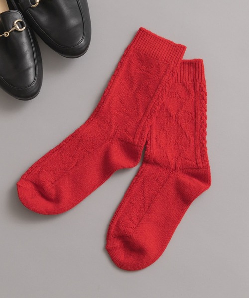 URBAN RESEARCH Sonny Label（アーバンリサーチサニーレーベル）の「H FOOTWEAR　ダイヤ柄ソックス（ソックス/靴下・レディース・レッド/グレー系その他/オフホワイト・FREE）」の3枚目の写真