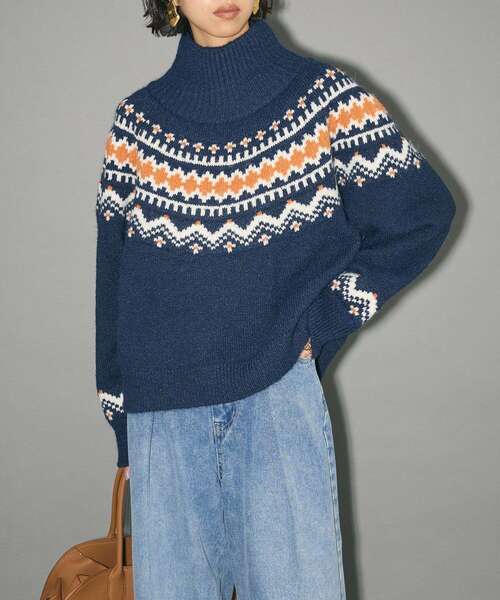 2.美品❗️マークアンドロナ 防風裏地付き 　ニットセーター　46 niko and…（ニコアンド） ニット セーター 「NASU FARM VILLAGE