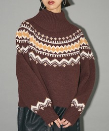 COOHEM ノルディック柄 セーター ブラウン COOHEM - 23AW KNIT COLLECTION