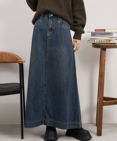 Auntie Rosa Holiday（アンティローザホリデー）の「ロングデニムフレアスカート / サイズ展開あり（デニムスカート・レディース・ブルー/ネイビー・SMALL/MEDIUM）」の2枚目の写真
