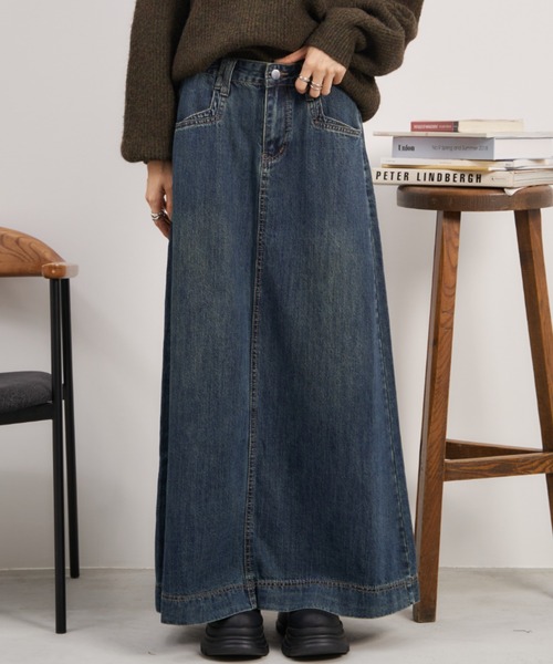 Auntie Rosa Holiday（アンティローザホリデー）の「ロングデニムフレアスカート / サイズ展開あり（デニムスカート・レディース・ブルー/ネイビー・SMALL/MEDIUM）」の4枚目の写真
