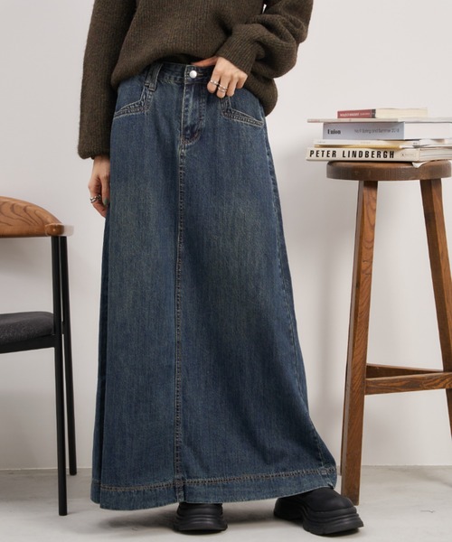 Auntie Rosa Holiday（アンティローザホリデー）の「ロングデニムフレアスカート / サイズ展開あり（デニムスカート・レディース・ブルー/ネイビー・SMALL/MEDIUM）」の5枚目の写真