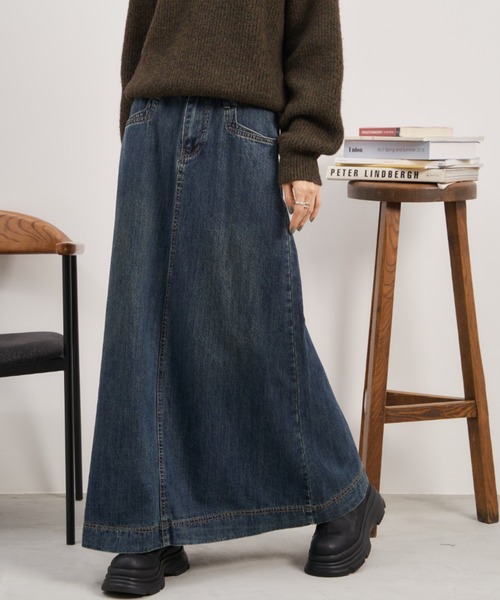 Auntie Rosa Holiday（アンティローザホリデー）の「ロングデニムフレアスカート / サイズ展開あり（デニムスカート・レディース・ブルー/ネイビー・SMALL/MEDIUM）」の6枚目の写真