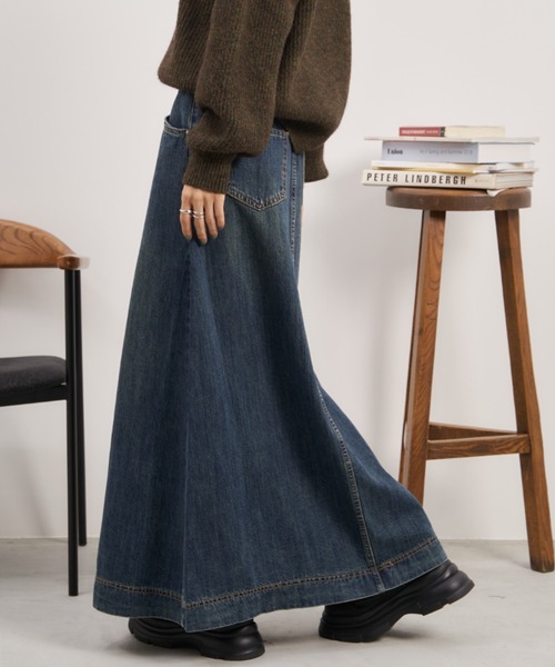 Auntie Rosa Holiday（アンティローザホリデー）の「ロングデニムフレアスカート / サイズ展開あり（デニムスカート・レディース・ブルー/ネイビー・SMALL/MEDIUM）」の7枚目の写真