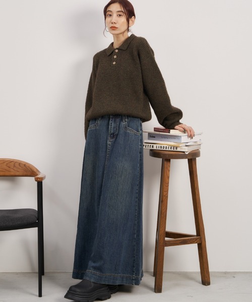 Auntie Rosa Holiday（アンティローザホリデー）の「ロングデニムフレアスカート / サイズ展開あり（デニムスカート・レディース・ブルー/ネイビー・SMALL/MEDIUM）」の9枚目の写真