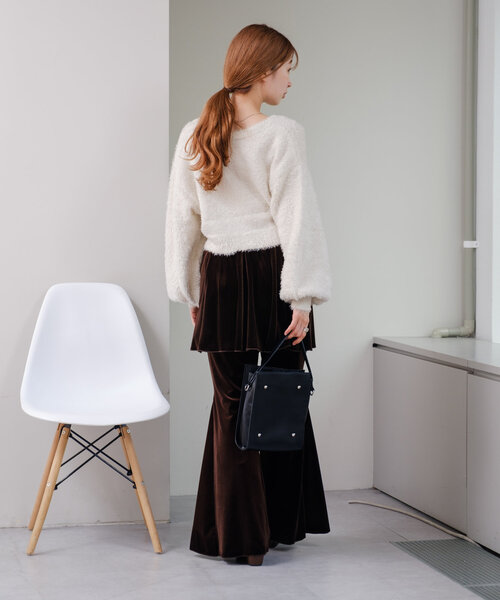 Kastane（カスタネ）の「*【S.Lサイズ展開/WEB限定】ラメシャギーカーディガン（ニット/セーター・レディース・チャコールグレー/オレンジ/アイボリー/ライム・SMALL/LARGE）」の9枚目の写真