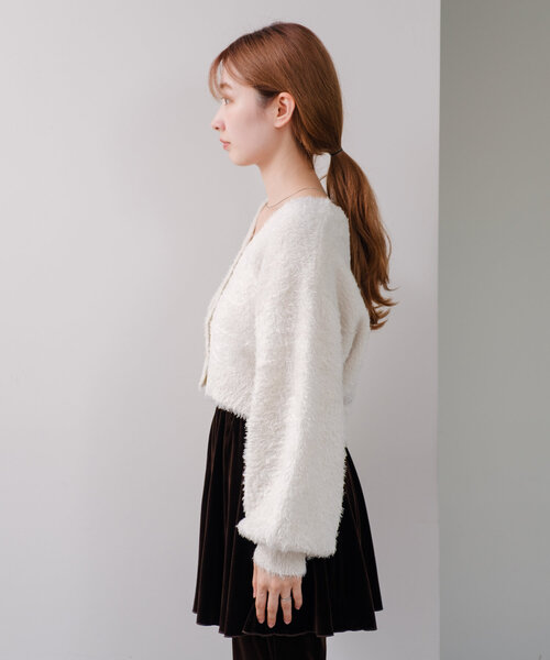 Kastane（カスタネ）の「*【S.Lサイズ展開/WEB限定】ラメシャギーカーディガン（ニット/セーター・レディース・チャコールグレー/オレンジ/アイボリー/ライム・SMALL/LARGE）」の10枚目の写真