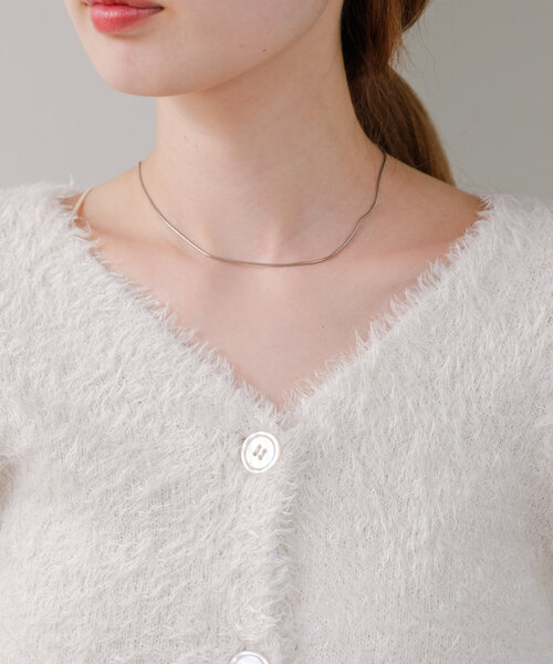 Kastane（カスタネ）の「*【S.Lサイズ展開/WEB限定】ラメシャギーカーディガン（ニット/セーター・レディース・チャコールグレー/オレンジ/アイボリー/ライム・SMALL/LARGE）」の12枚目の写真