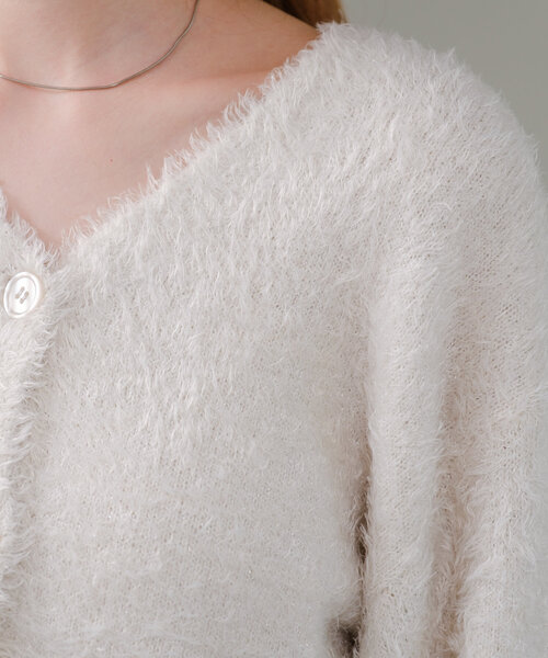 Kastane（カスタネ）の「*【S.Lサイズ展開/WEB限定】ラメシャギーカーディガン（ニット/セーター・レディース・チャコールグレー/オレンジ/アイボリー/ライム・SMALL/LARGE）」の13枚目の写真