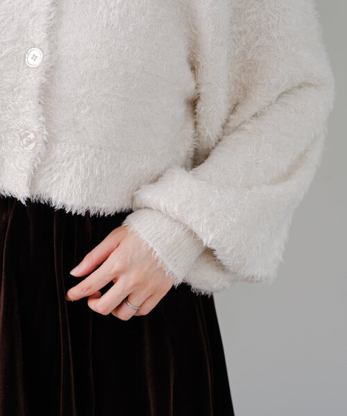 Kastane（カスタネ）の「*【S.Lサイズ展開/WEB限定】ラメシャギーカーディガン（ニット/セーター・レディース・チャコールグレー/オレンジ/アイボリー/ライム・SMALL/LARGE）」の15枚目の写真